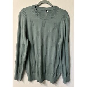 NWT Arach & Cloz Womens Sweater Size L Sage Green Textured Knit Pullover